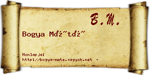 Bogya Máté névjegykártya